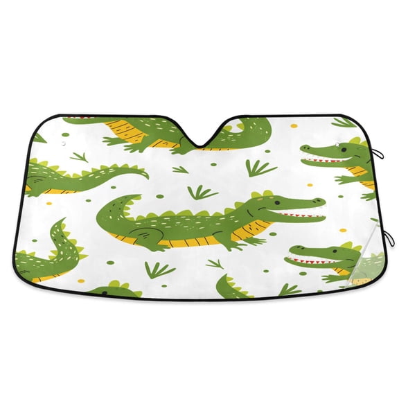 ALAZA Crocodile Hand Drawn Windshield Sun Shade Car Foldable Sun Visor Block UV Rays Protector 53"x23.5"