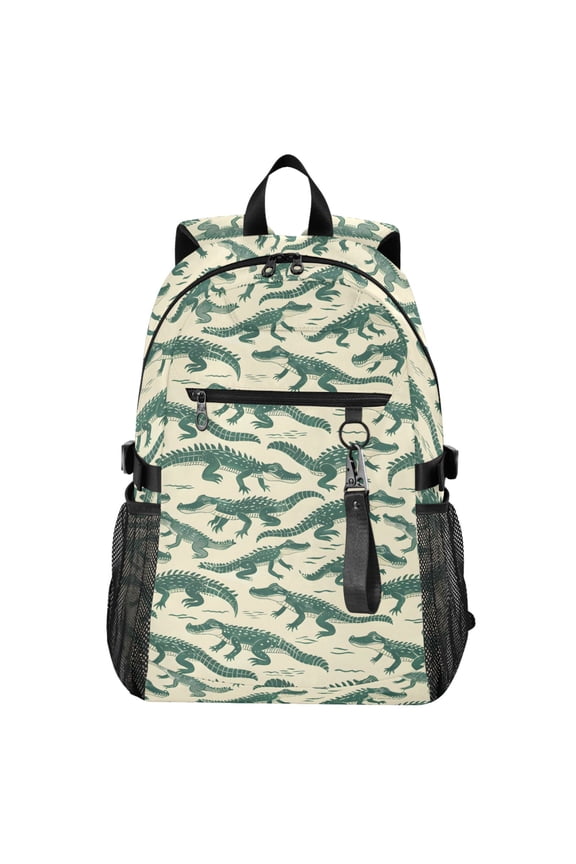 Crocodiles Pattern School Backpack Travel Laptop Bag College Bookbag Casual Daypack for Women Men