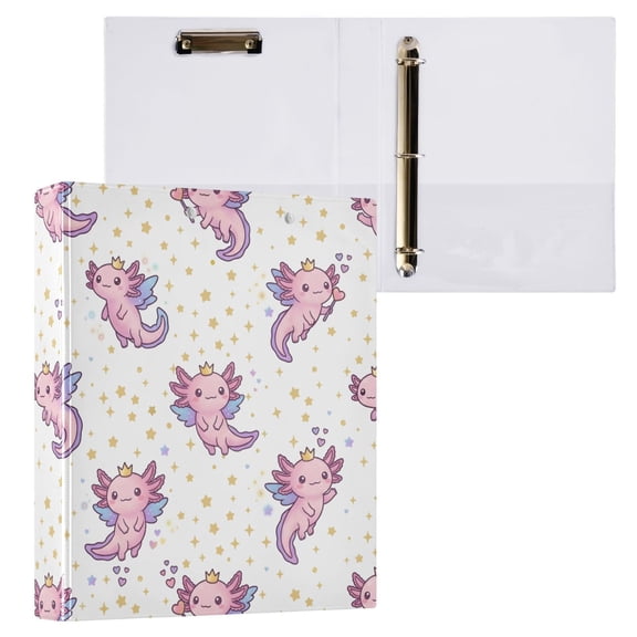 ALAZA Crown Axolotl Hardcover 3 Ring Binder 1.5" D-Rings with Interior Pockets Binders School 1 PC