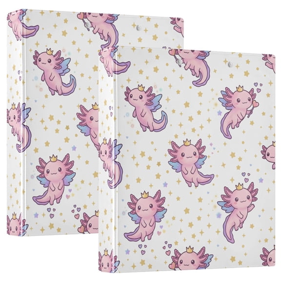 ALAZA Crown Axolotl Hardcover 3 Ring Binder 1.5" D-Rings with Interior Pockets Binders School 2 PCs