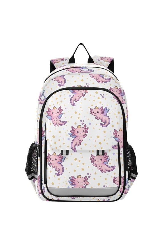 Crown Axolotl School Laptop Backpack Travel Bag Casual Student Bookbag Rucksack