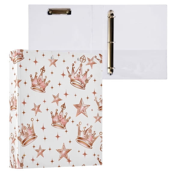 ALAZA Crown Glitter Star Hardcover 3 Ring Binder 1.5" D-Rings with Interior Pockets Binders School 1 PC