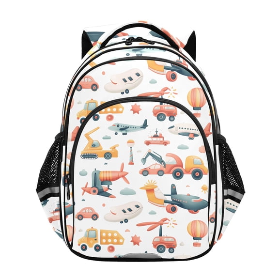 ALAZA Cute Airplane and Excavator School Backpack Elementary Bag Bookbag Travel Rucksack