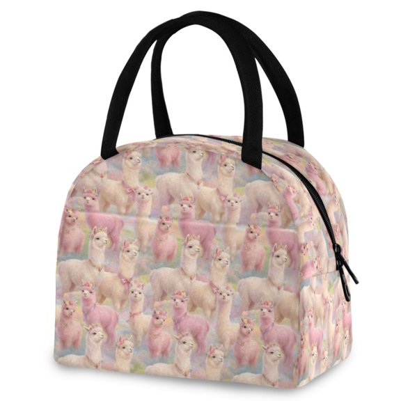 ALAZA Cute Alpaca Insulated Lunch Box Reusable Cooler Tote Bag Work Office Picnic