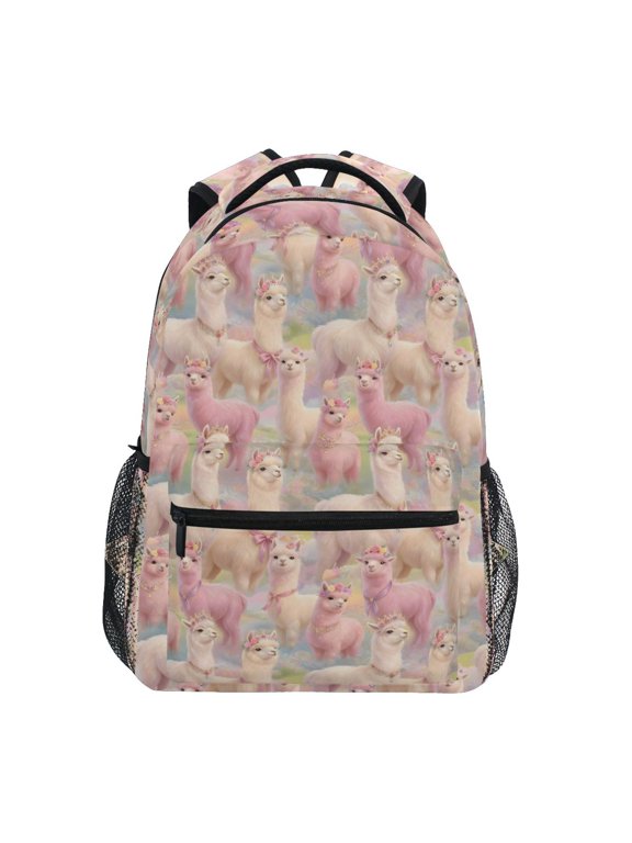 Cute Alpaca Pattern Kids School Backpack Elementary Student Bookbag for Girls Boys Laptop Bags Travel Daypack