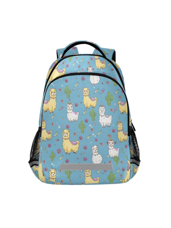 Cute Alpacas Cactus Backpack Elementary School Bag Bookbag Travel Rucksack