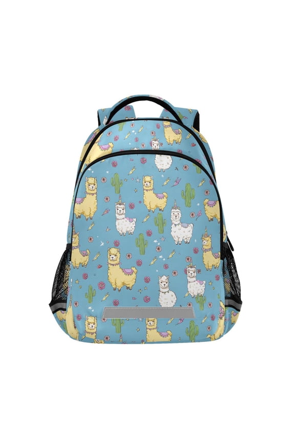 Cute Alpacas Cactus Backpack Elementary School Bag Bookbag Travel Rucksack