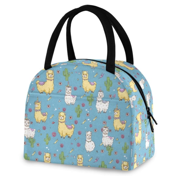 ALAZA Cute Alpacas Cactus Insulated Lunch Box Reusable Cooler Tote Bag Work Office Picnic