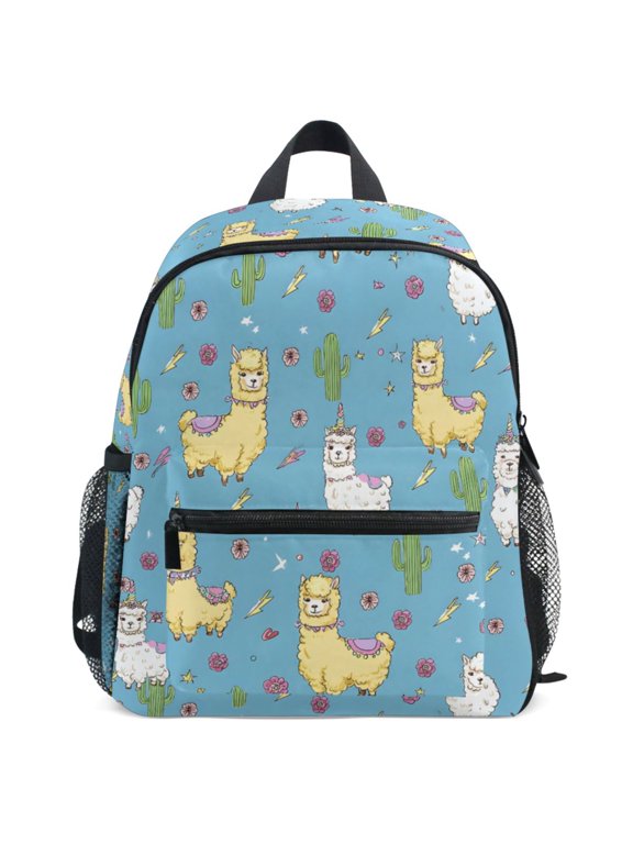 Cute Alpacas Cactus Pattern Kids Backpack for Preschool Kindergarten Toddler Bags