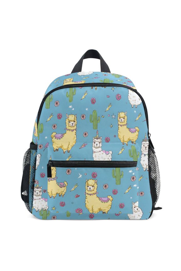 Cute Alpacas Cactus Pattern School Backpack Student Bookbag Mini Bag