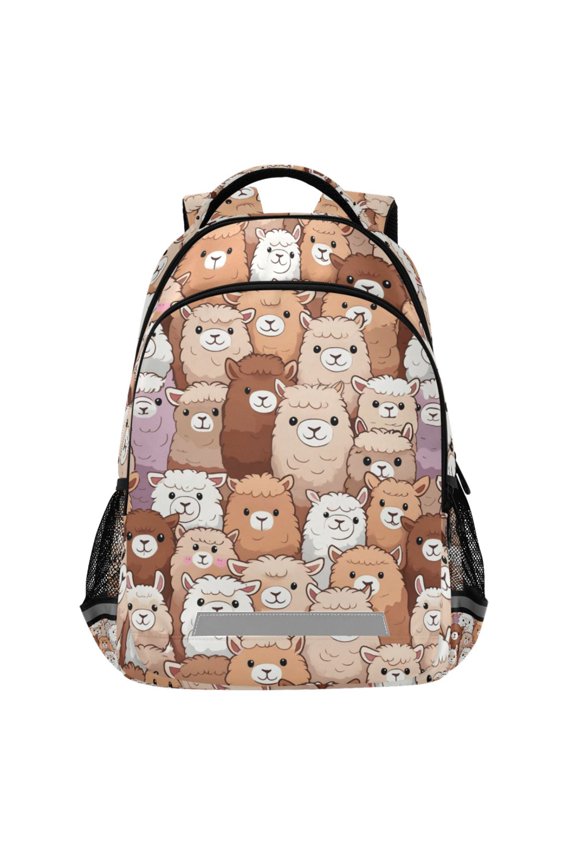 Cute Alpacas Pattern Backpack Elementary School Bags Student Bookbag Travel Rucksack