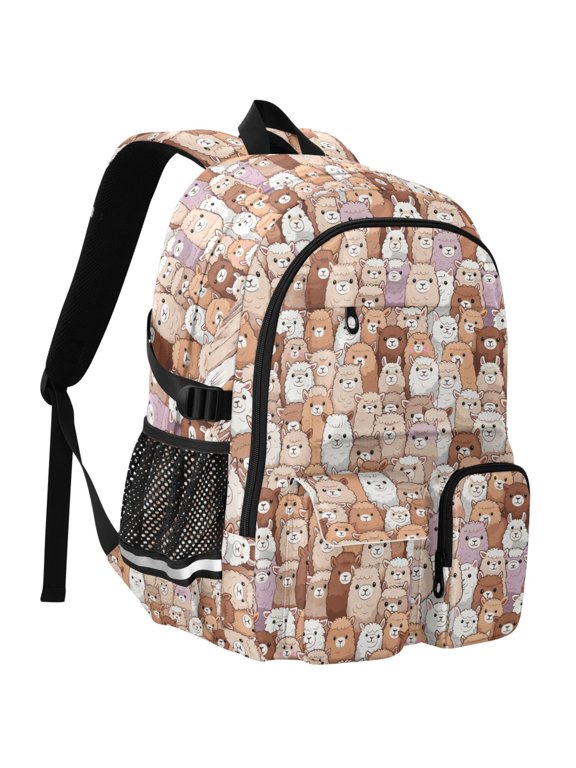 Cute Alpacas Print Student Backpack School Bookbag Large Laptop Daypack Travel Bag