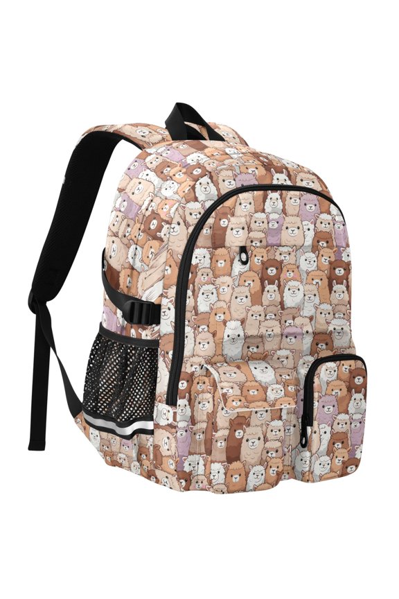 Cute Alpacas Print Student Backpack School Bookbag Large Laptop Daypack Travel Bag