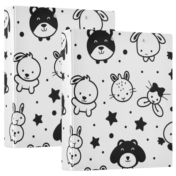 ALAZA Cute Animal Cartoon Hardcover 3 Ring Binder 1.5" Round Rings Interior Pockets Binders Organizer 2 Pack