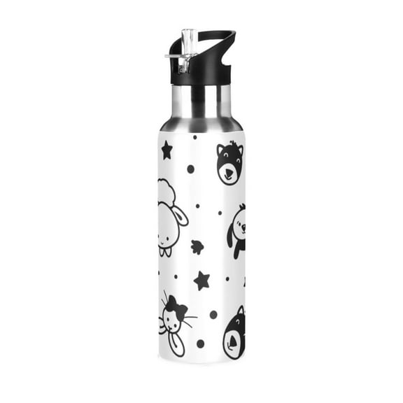 ALAZA Cute Animal Cartoon Water Bottle Insulated Flask Stainless Steel Straw Lid 20 oz