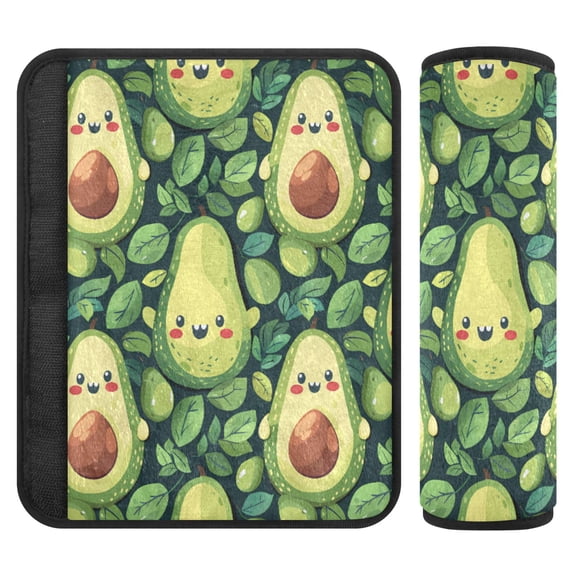 ALAZA Cute Avocado and Leaves Car Seat Belt Adjuster Neck Covers Shoulder Cushions Pads S