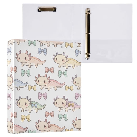 ALAZA Cute Axolotl Bow Hardcover 3 Ring Binder 1.5" D-Rings with Interior Pockets Binders School 1 PC