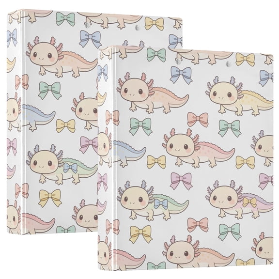 ALAZA Cute Axolotl Bow Hardcover 3 Ring Binder 1.5" D-Rings with Interior Pockets Binders School 2 PCs