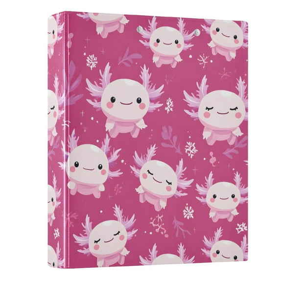 ALAZA Cute Axolotl Cartoon 3 Ring Binder 1.5 Inch Three Ring Office Binders w/ clipboard & 3 pockets, Hold 200 Sheets, 1 pc