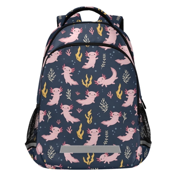 ALAZA Cute Axolotl Coral Pattern Backpack Elementary School Bags Student Bookbag Travel Rucksack