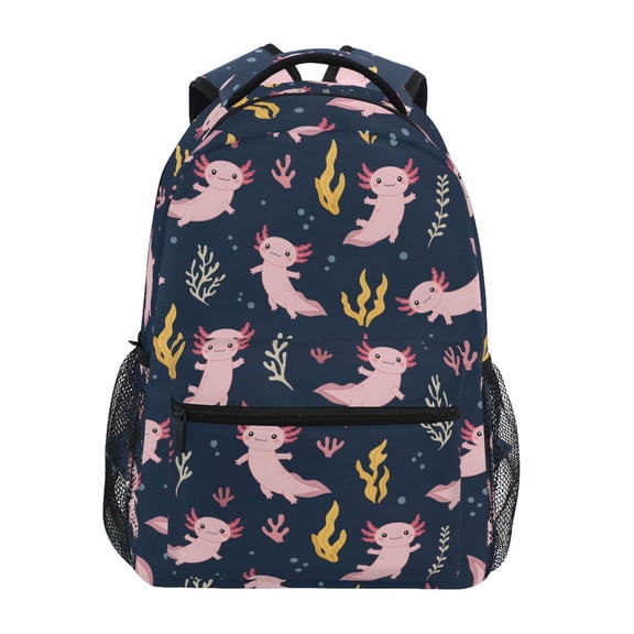 ALAZA Cute Axolotl Coral Pattern School Backpack Elementary Bookbag Laptop Bags Travel Daypack