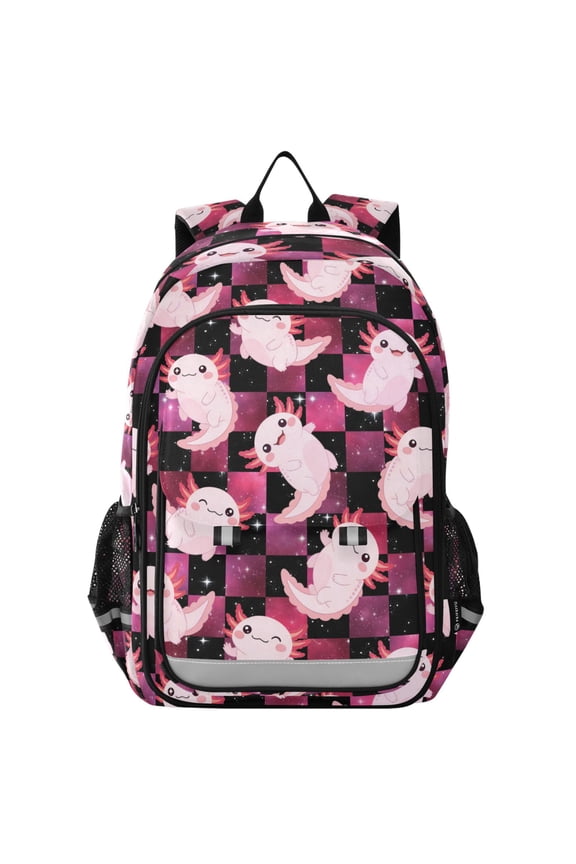 Cute Axolotl Glitter School Laptop Backpack Travel Bag Casual Student Bookbag Rucksack
