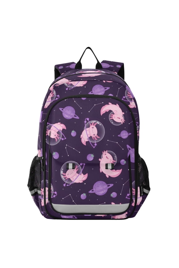 Cute Axolotl Planet School Laptop Backpack Travel Bag Casual Student Bookbag Rucksack