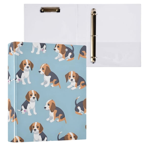 ALAZA Cute Beagle Dogs Hardcover 3 Ring Binder 1.5" Round Rings Interior Pockets Binders Organizer 1 Pack
