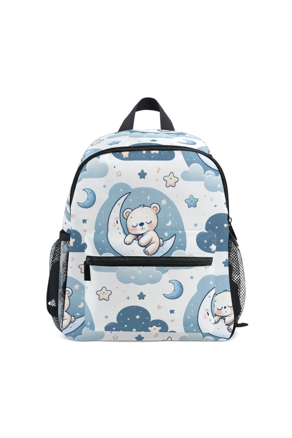 Cute Bear Sleeping on Moon School Backpack Small Bookbag Mini Bags