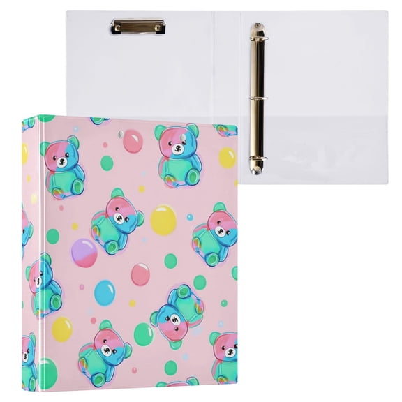 ALAZA Cute Bears Bubbles Hardcover 3 Ring Binder 1.5" D-Rings with Interior Pockets Binders School 1 PC