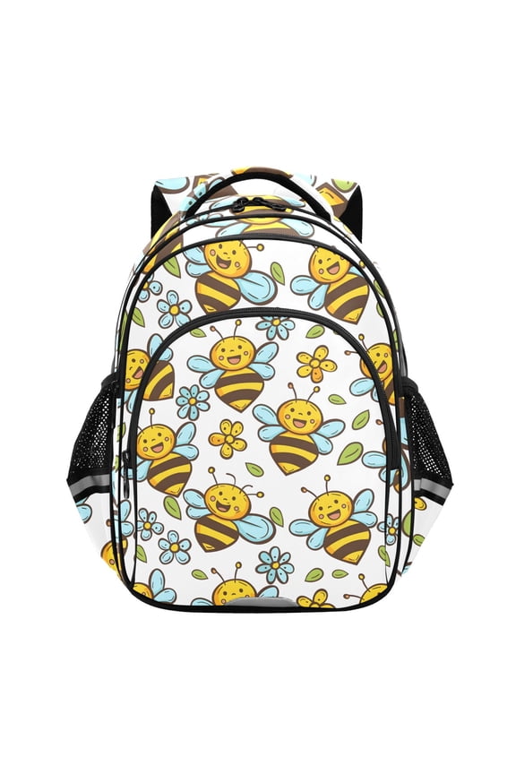 Cute Bee and Flowers School Backpack Elementary Bag Bookbag Travel Rucksack