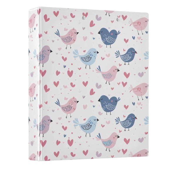 ALAZA Cute Bird Hearts 3 Ring Binder 1.5 Inch Three Ring Office Binders w/ clipboard & 3 pockets, Hold 200 Sheets, 1 pc