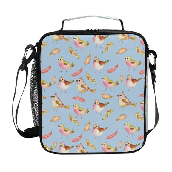 ALAZA Cute Birds and Feathers Lunch Box Insulated Lunch Bag Reusable Thermal Cooler Tote School Picnic