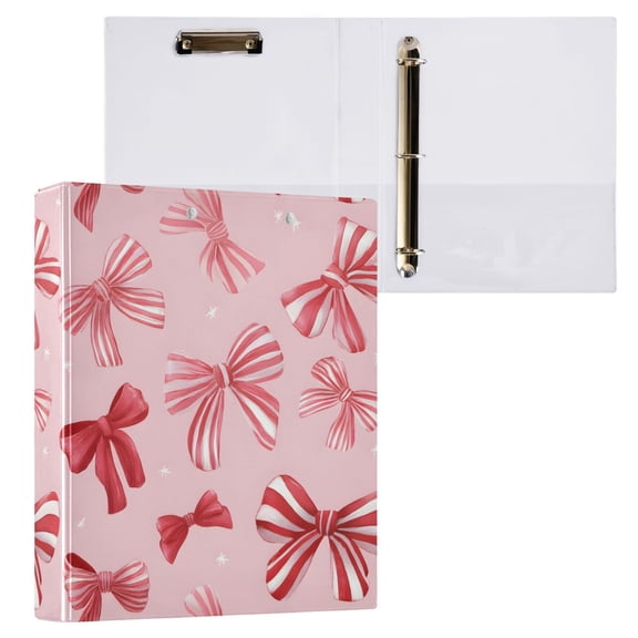 ALAZA Cute Bows Hardcover 3 Ring Binder 1.5" D-Rings with Interior Pockets Binders School 1 PC