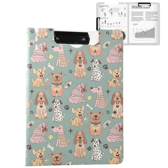 ALAZA Cute Bulldogs Baseballs A4 Foldable Clipboard 360 Degree Folder Binder