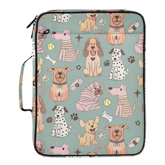 ALAZA Cute Bulldogs Baseballs Pattern Expanding Accordion File Folder 3 Ring Zipper Binder Organizer Portable Document Bag