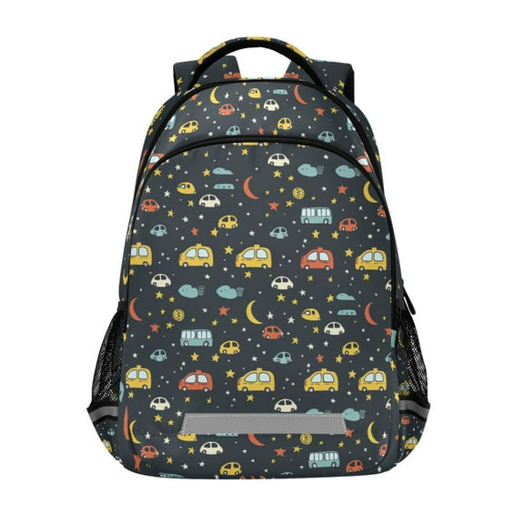ALAZA Cute Cartoon Car and Stars Backpack Elementary School Bag Bookbag Travel Rucksack