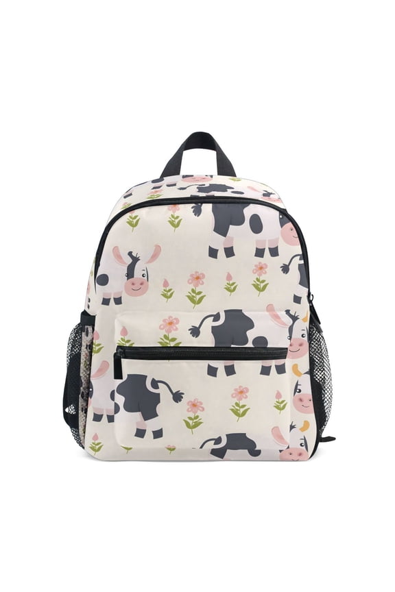 Cute Cartoon Cow Floral School Backpack Small Bookbag Mini Bags