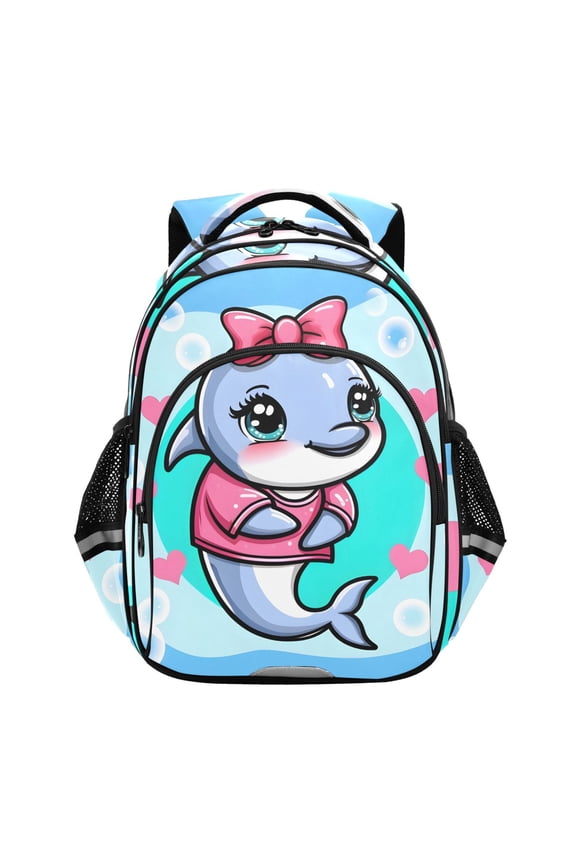 Cute Cartoon Dolphin School Backpack Elementary Bag Bookbag Travel Rucksack
