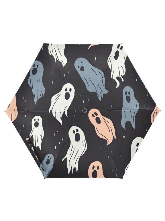 Cute Cartoon Ghosts UPF 50+ Compact Folding Umbrella for Rain Travel Umbrella Packable