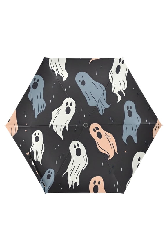 Cute Cartoon Ghosts UPF 50+ Compact Folding Umbrella for Rain Travel Umbrella Packable