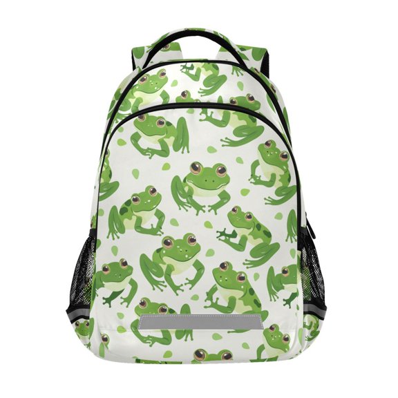 ALAZA Cute Cartoon Green Frogs Backpack Elementary School Bag Bookbag Travel Rucksack