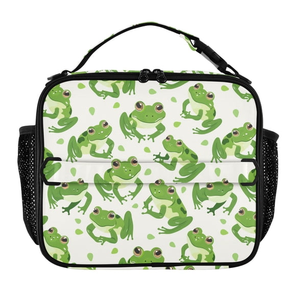 ALAZA Cute Cartoon Green Frogs Lunch Box Insulated Lunch Bag Cooler Tote with Shoulder Strap