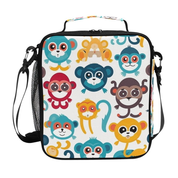 ALAZA Cute Cartoon Monkey Lunch Box Insulated Lunch Bag Reusable Thermal Cooler Tote School Picnic