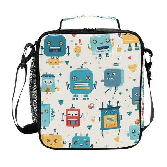 ALAZA Cute Cartoon Robots Lunch Box Insulated Lunch Bag Reusable Thermal Cooler Tote School Picnic