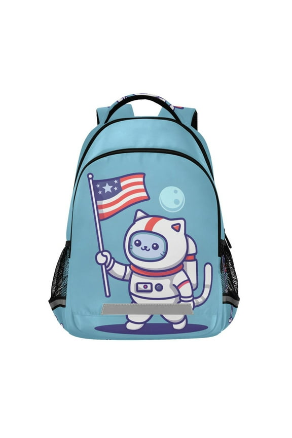 Cute Cat Astronaut Backpack Elementary School Bag Bookbag Travel Rucksack