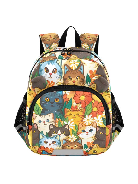 Cute Cat Cartoon Mini Backpack School Bookbag Age 3-7 Small