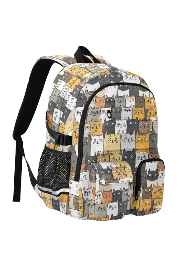 Cute Cat Face Print Student Backpack School Bookbag Large Laptop Daypack Travel Bag
