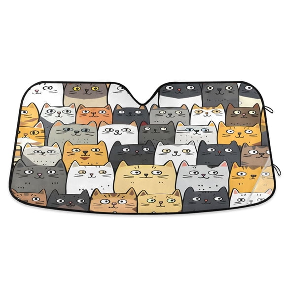 ALAZA Cute Cat Face Windshield Sun Shade Car Foldable Sun Visor Block UV Rays Protector 55"x27.6"
