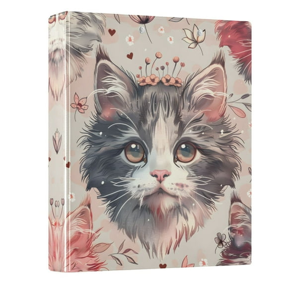 ALAZA Cute Cat Kitten Vintage 3 Ring Binder 1.5 Inch Three Ring Office Binders w/ clipboard & 3 pockets, Hold 200 Sheets, 1 pc